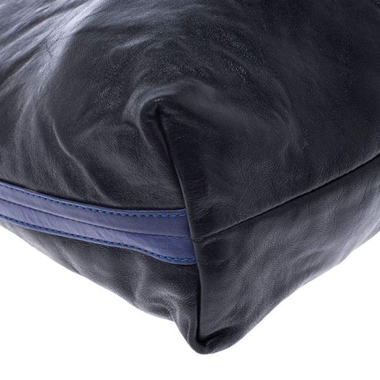 Pre Owned MICHAEL Michael Kors Black/Blue Leather Hobo