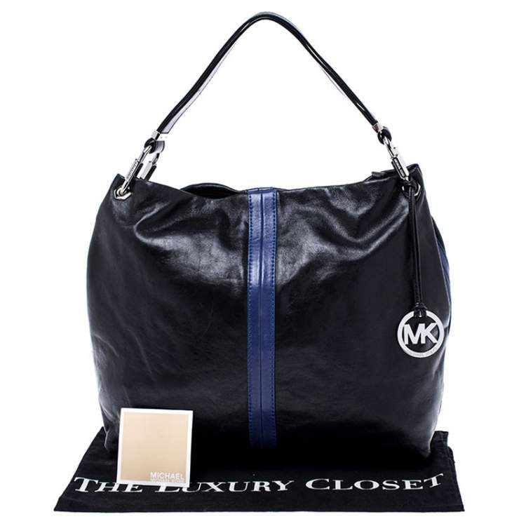 Pre Owned MICHAEL Michael Kors Black/Blue Leather Hobo