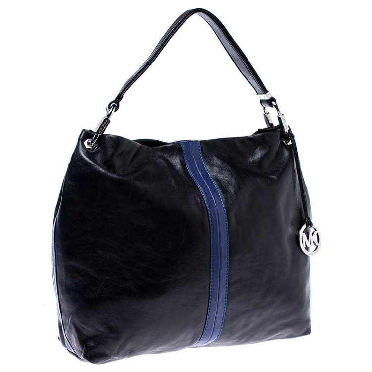 Pre Owned MICHAEL Michael Kors Black/Blue Leather Hobo