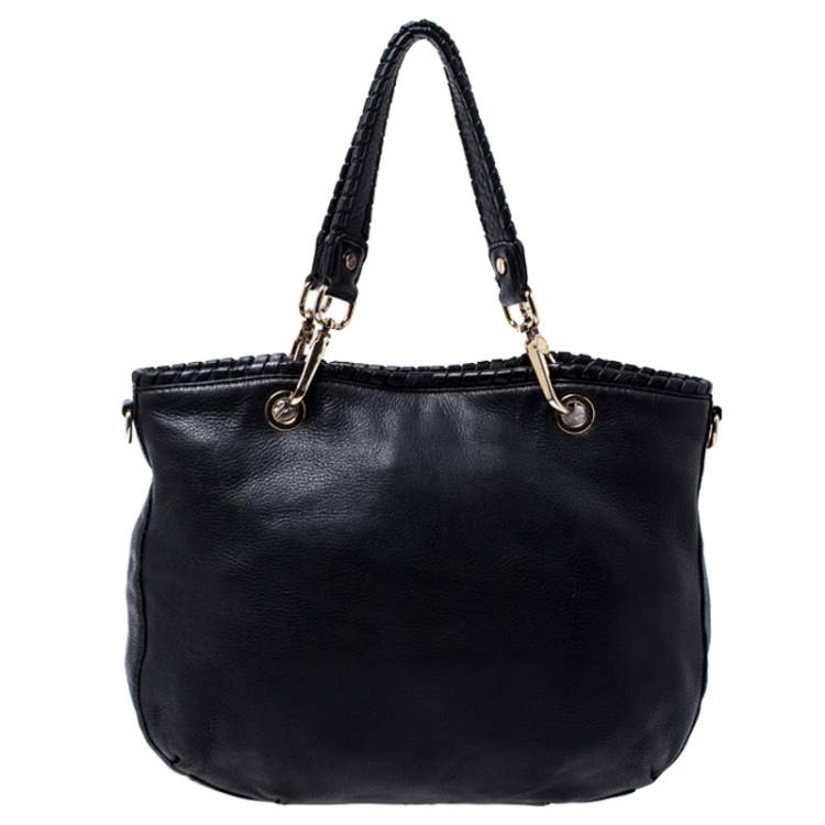 Pre Owned MICHAEL Michael Kors Black Leather Tassel Satchel