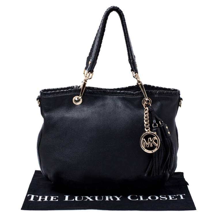 Pre Owned MICHAEL Michael Kors Black Leather Tassel Satchel