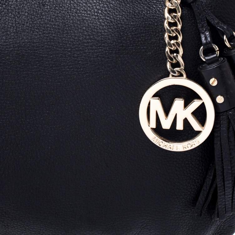 Pre Owned MICHAEL Michael Kors Black Leather Tassel Satchel