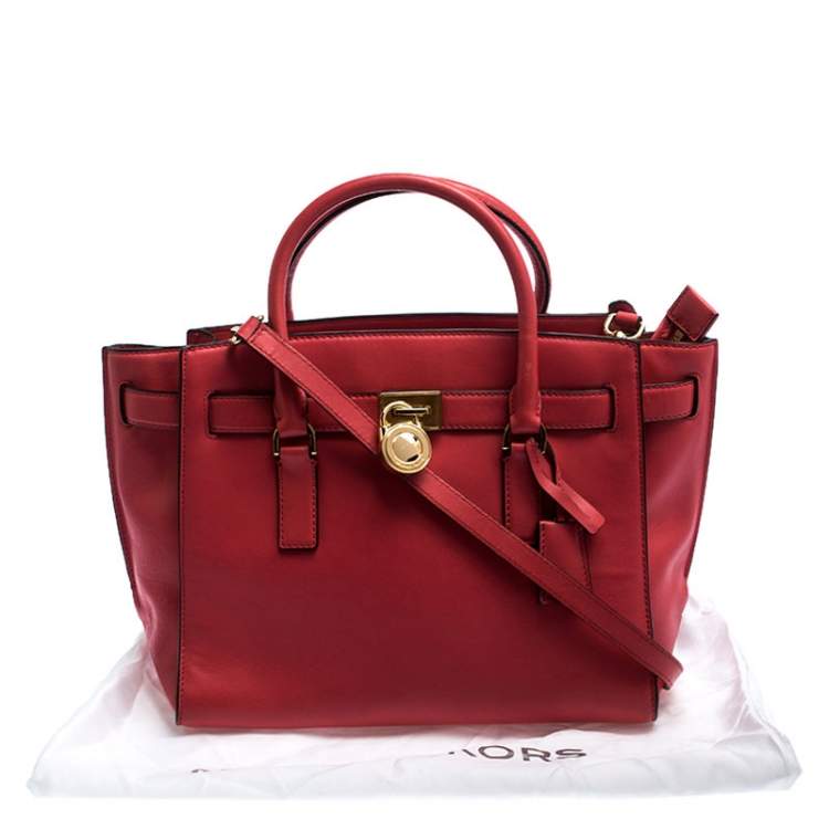 Pre Owned MICHAEL Michael Kors Orange Leather Hamilton Tote
