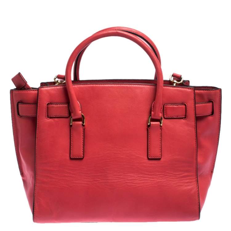 Pre Owned MICHAEL Michael Kors Orange Leather Hamilton Tote