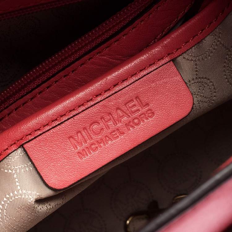 Pre Owned MICHAEL Michael Kors Orange Leather Hamilton Tote