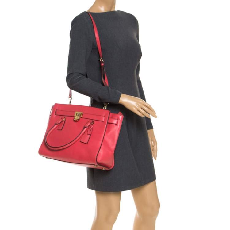 Pre Owned MICHAEL Michael Kors Orange Leather Hamilton Tote
