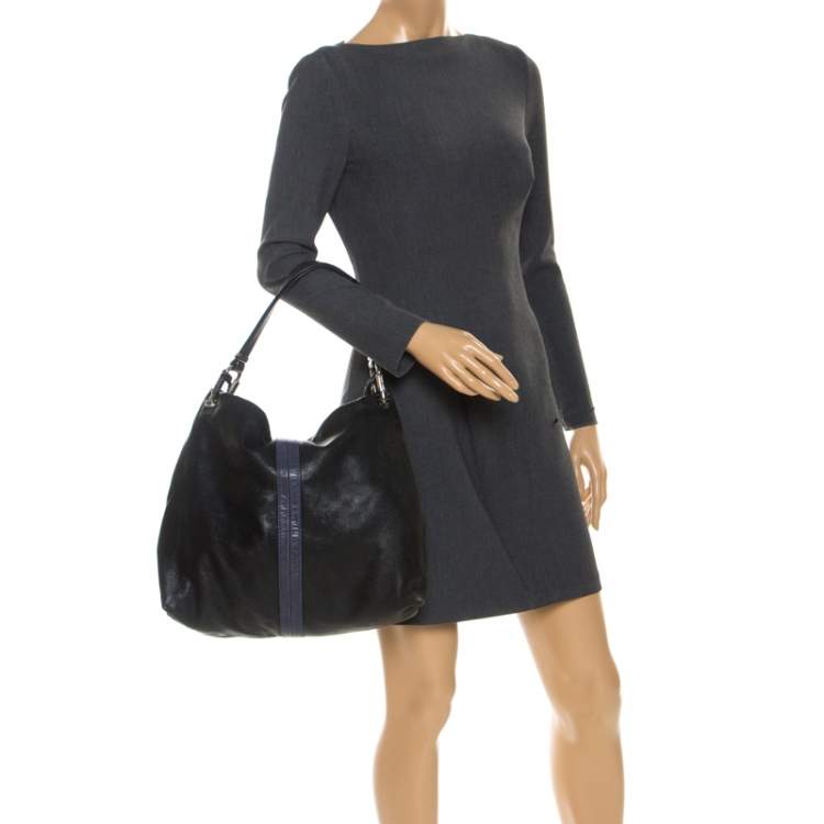 Pre Owned MICHAEL Michael Kors Black/Blue Hobo 