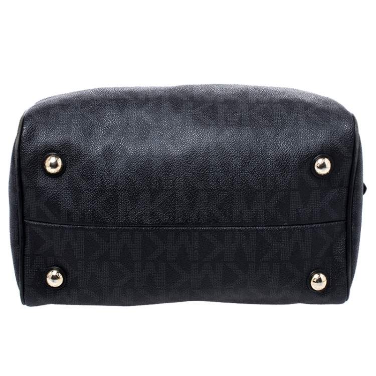 Pre Owned MICHAEL Michael Kors Black Signature Coated Canvas Grayson Satchel