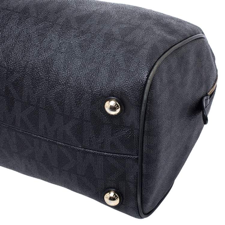 Pre Owned MICHAEL Michael Kors Black Signature Coated Canvas Grayson Satchel