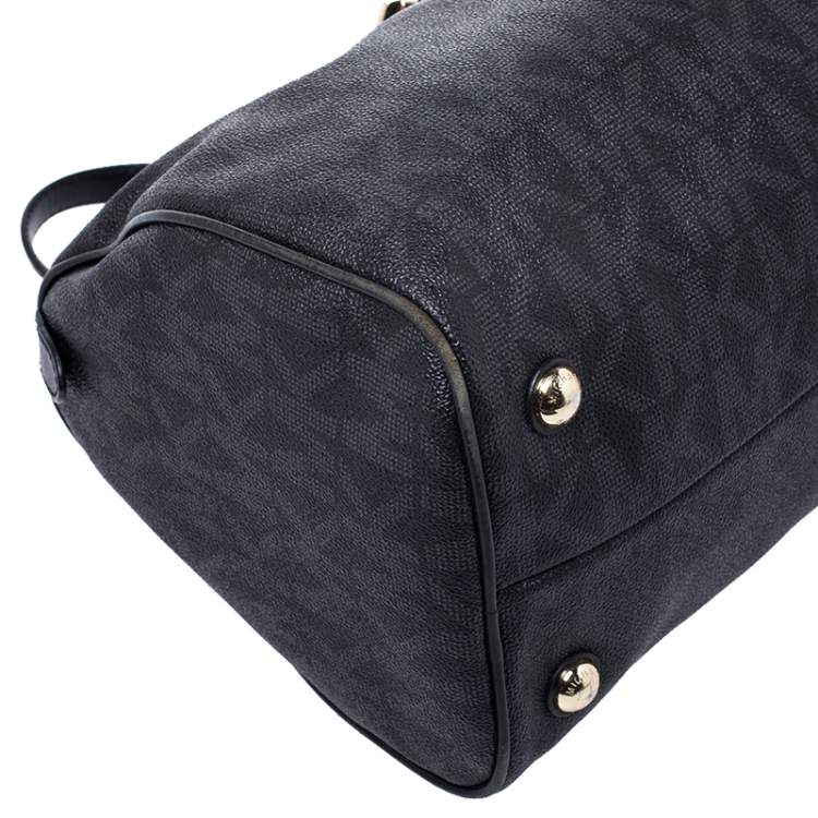 Pre Owned MICHAEL Michael Kors Black Signature Coated Canvas Grayson Satchel