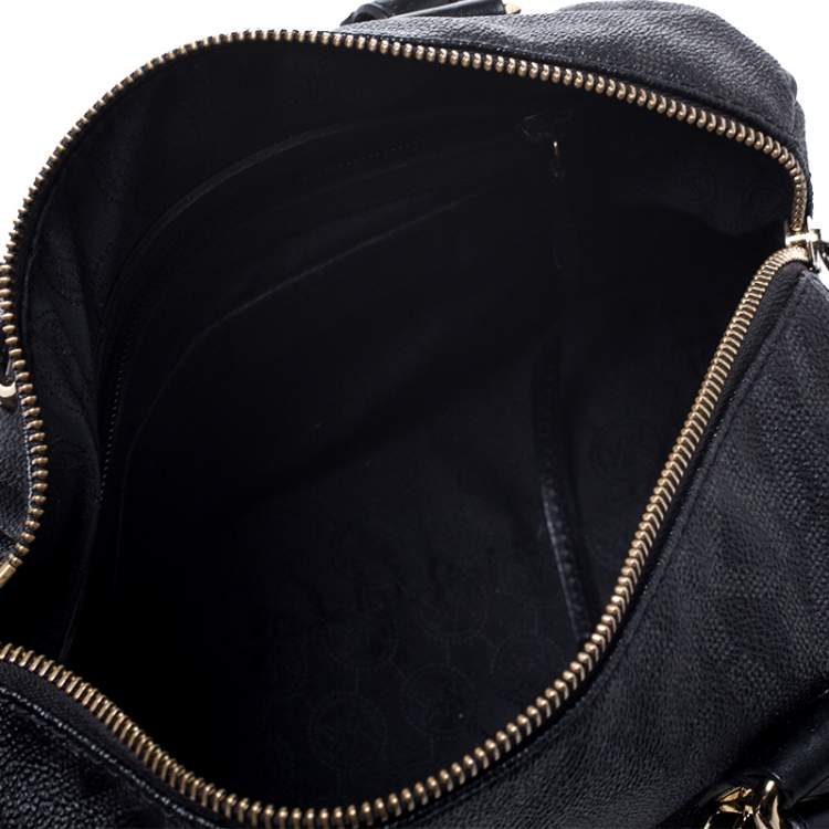 Pre Owned MICHAEL Michael Kors Black Signature Coated Canvas Grayson Satchel