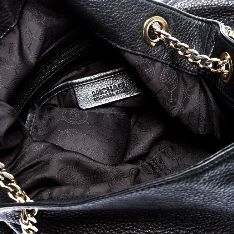 Pre Owned MICHAEL Michael Kors Black Leather Jet Set Chain Hobo