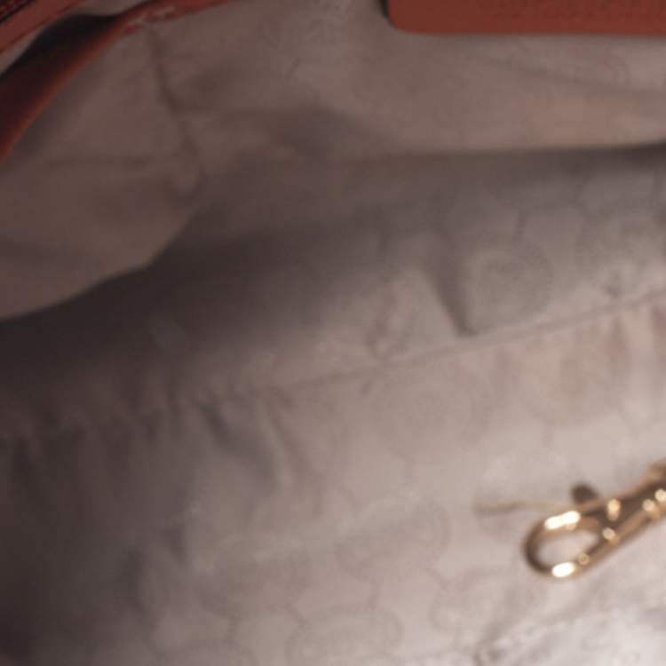 Pre Owned Michael Michael Kors Orange Leather Jet Set Travel Messenger