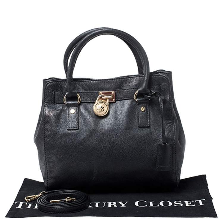 Pre Owned MICHAEL Michael Kors Black Leather Hamilton Tote
