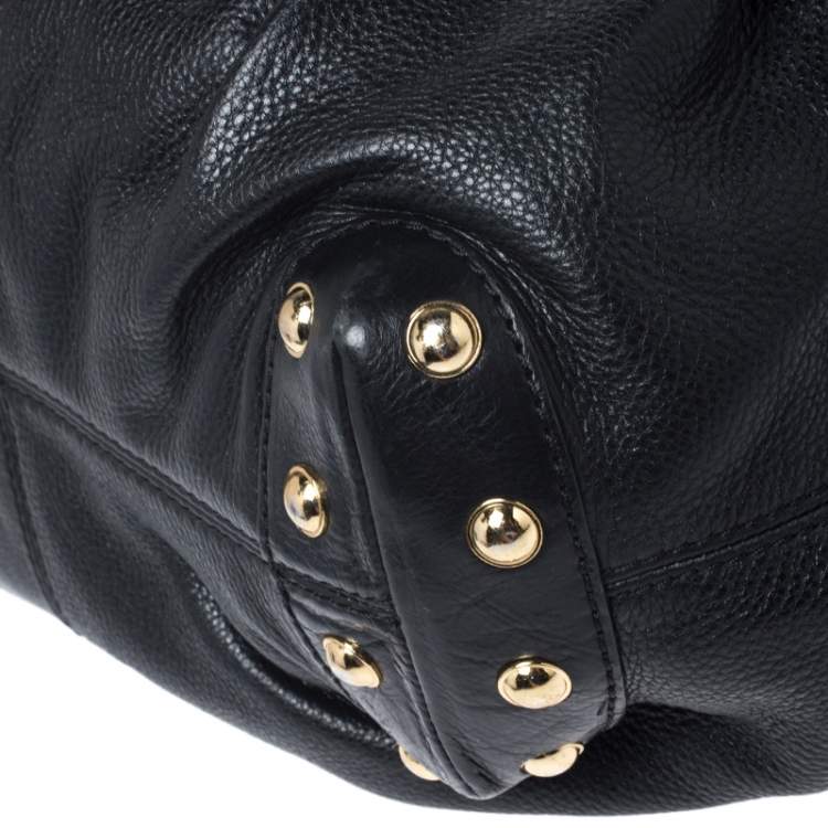 Pre Owned MICHAEL Michael Kors Black Leather Stud Bottom Hobo