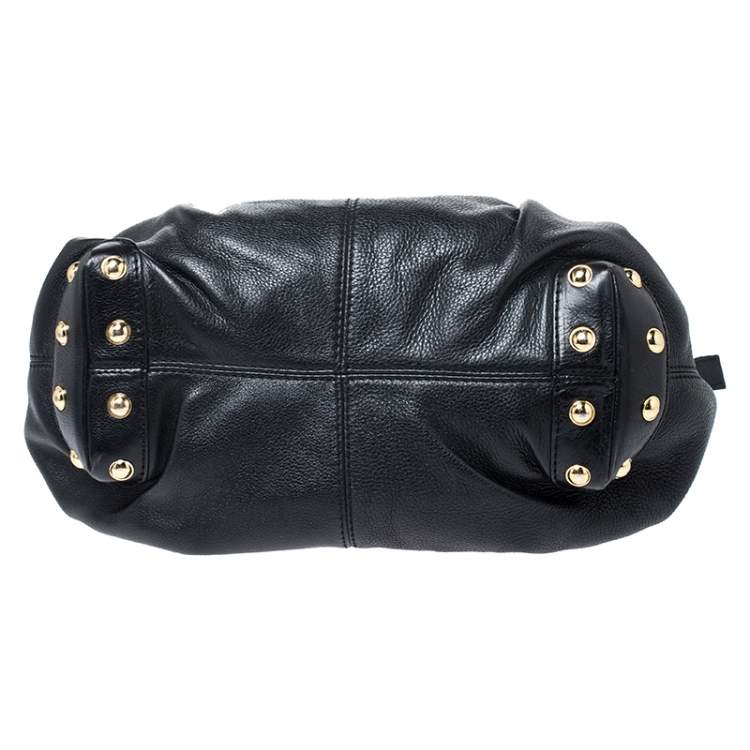 Pre Owned MICHAEL Michael Kors Black Leather Stud Bottom Hobo