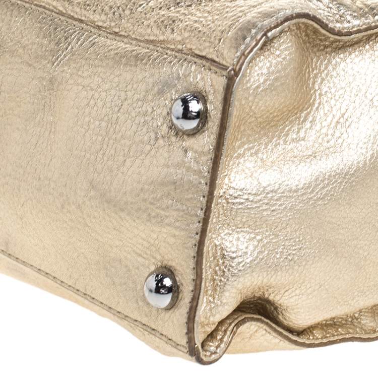 Pre Owned MICHAEL Michael Kors Gold Leather Large Hamilton Tote