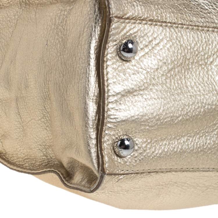 Pre Owned MICHAEL Michael Kors Gold Leather Large Hamilton Tote