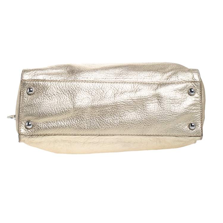 Pre Owned MICHAEL Michael Kors Gold Leather Large Hamilton Tote