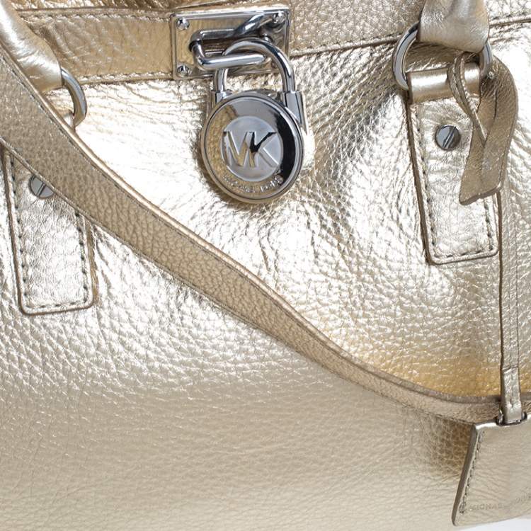 Pre Owned MICHAEL Michael Kors Gold Leather Large Hamilton Tote