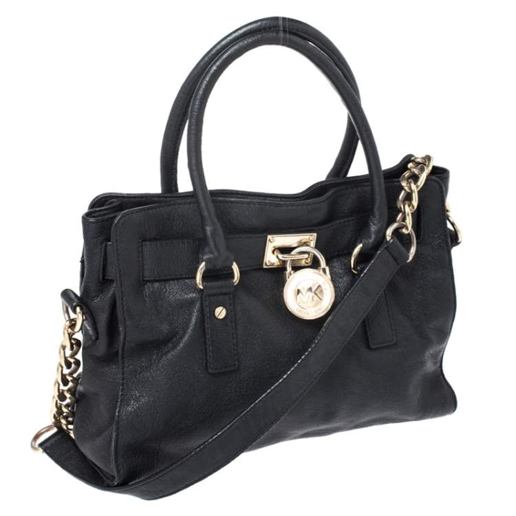 Pre Owned MICHAEL Michael Kors Black Leather Hamilton Tote