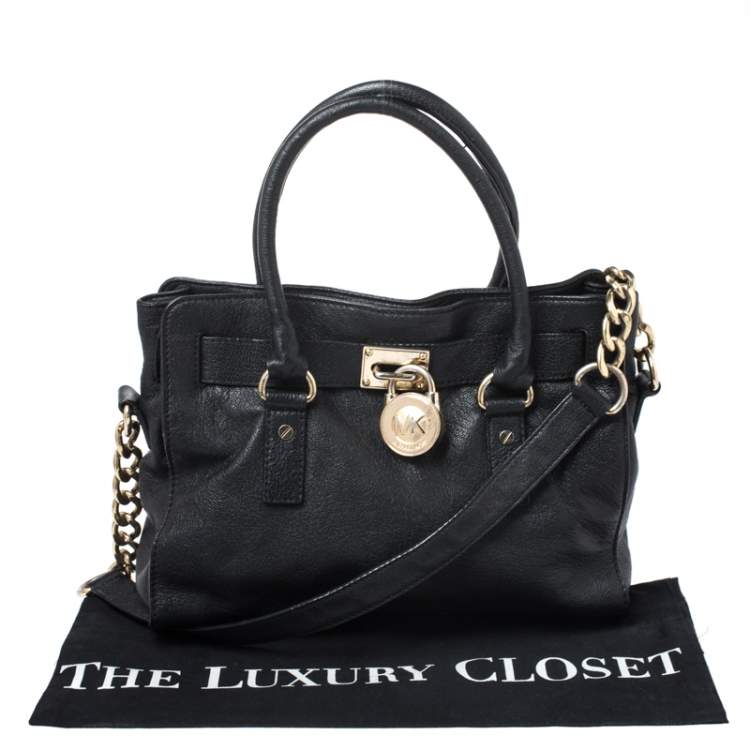 Pre Owned MICHAEL Michael Kors Black Leather Hamilton Tote