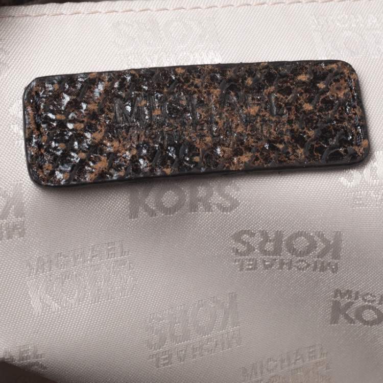 Pre Owned MICHAEL Michael Kors Brown Python Embossed Leather Large Astrid Satchel