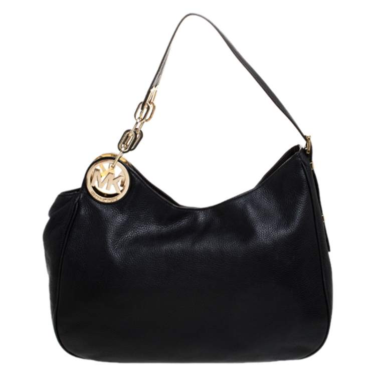 Pre Owned MICHAEL Michael Kors Black Leather Fulton Slouchy Hobo