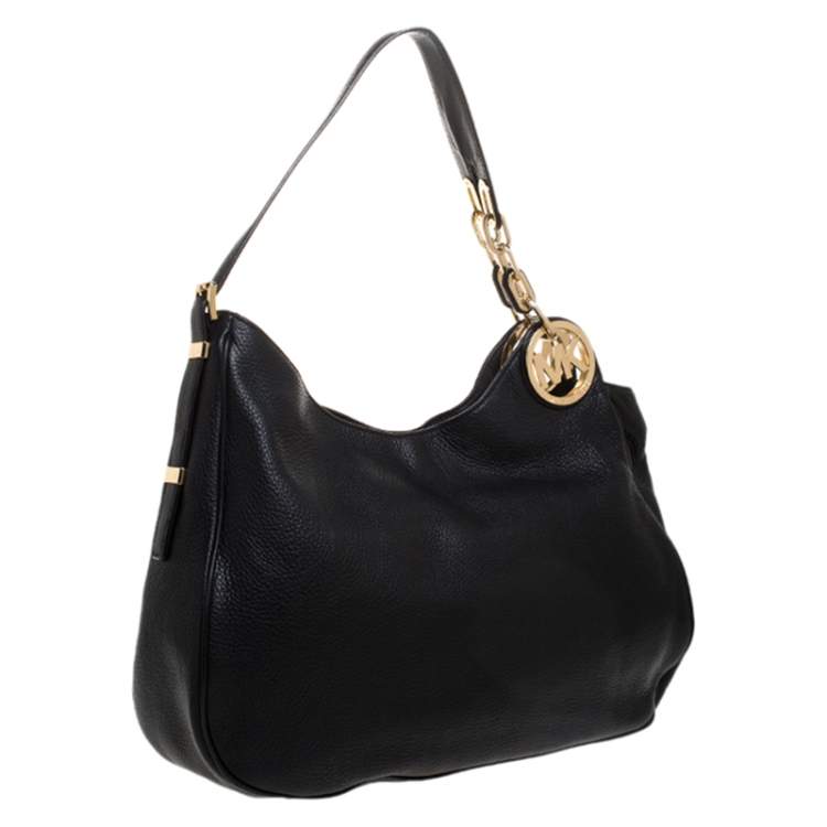 Pre Owned MICHAEL Michael Kors Black Leather Fulton Slouchy Hobo