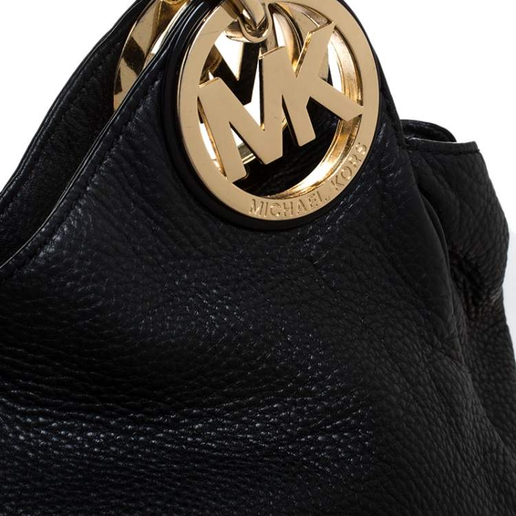 Pre Owned MICHAEL Michael Kors Black Leather Fulton Slouchy Hobo