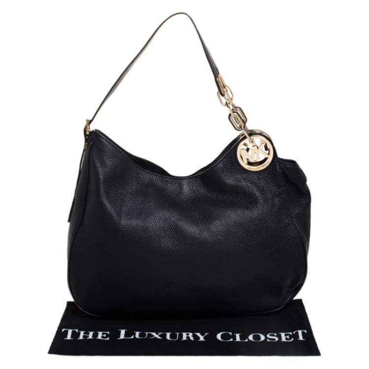 Pre Owned MICHAEL Michael Kors Black Leather Fulton Slouchy Hobo