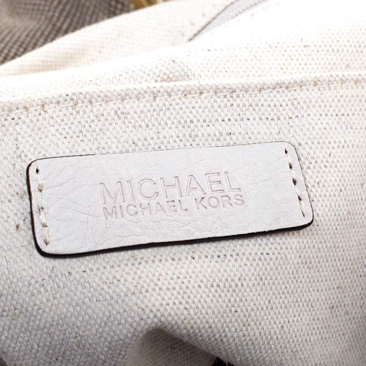 Pre Owned Michael Michael Kors Brown/White Canvas Marina Grab Anchor Tote