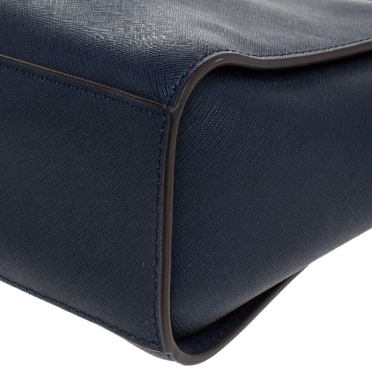 Pre Owned MICHAEL Michael Kors Navy Blue Leather Medium Selma Crossbody Bag