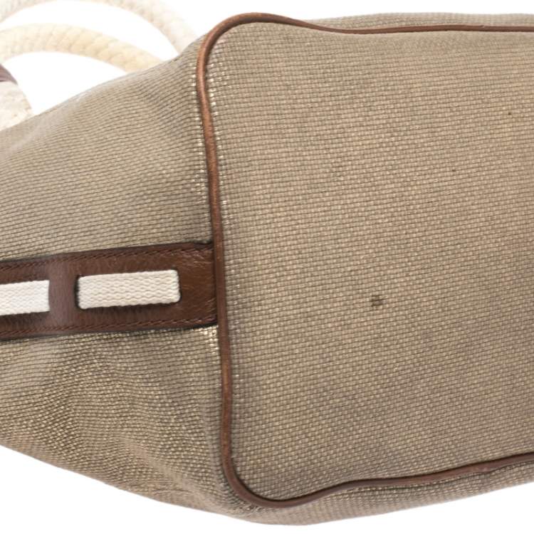 Pre Owned MICHAEL Michael Kors Metallic Gold Canvas Small Marina Grab Tote
