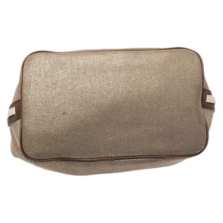 Pre Owned MICHAEL Michael Kors Metallic Gold Canvas Small Marina Grab Tote