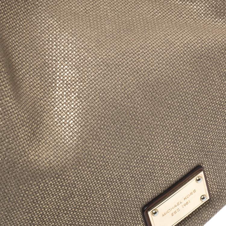 Pre Owned MICHAEL Michael Kors Metallic Gold Canvas Small Marina Grab Tote