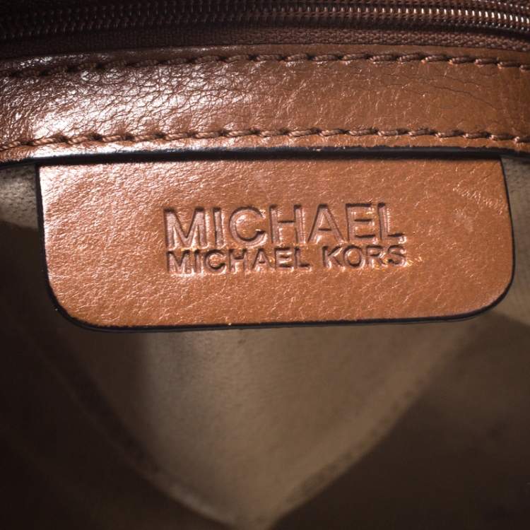 Pre Owned MICHAEL Michael Kors Metallic Gold Canvas Small Marina Grab Tote