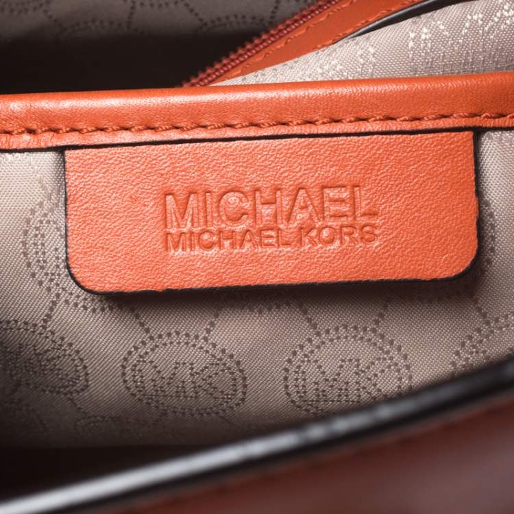 Pre Owned MICHAEL Michael Kors Orange Leather Medium Hamilton Tote