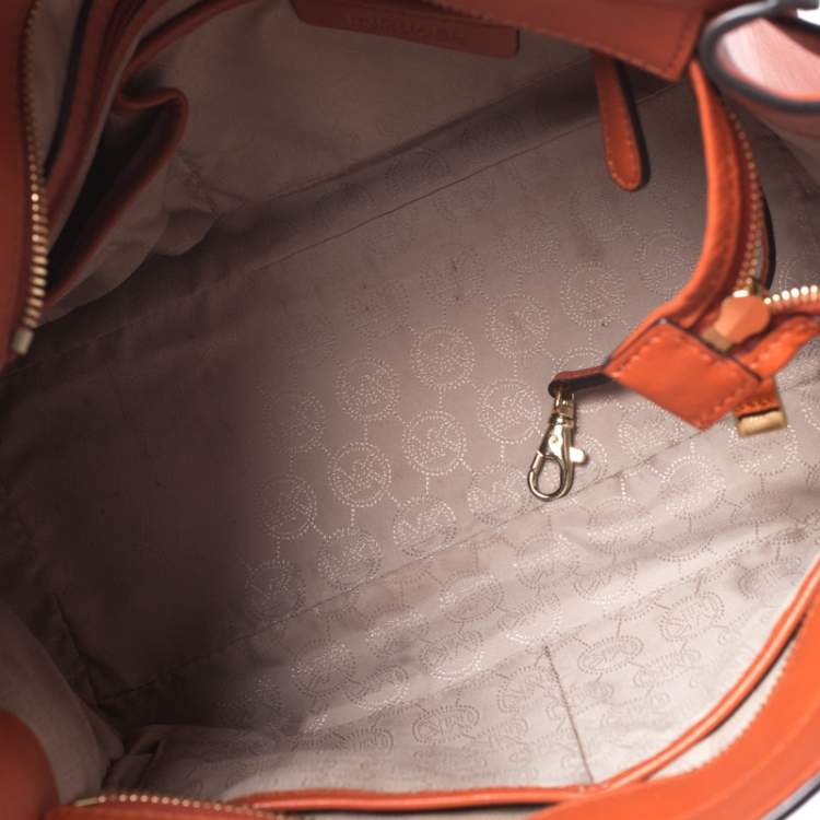 Pre Owned MICHAEL Michael Kors Orange Leather Medium Hamilton Tote