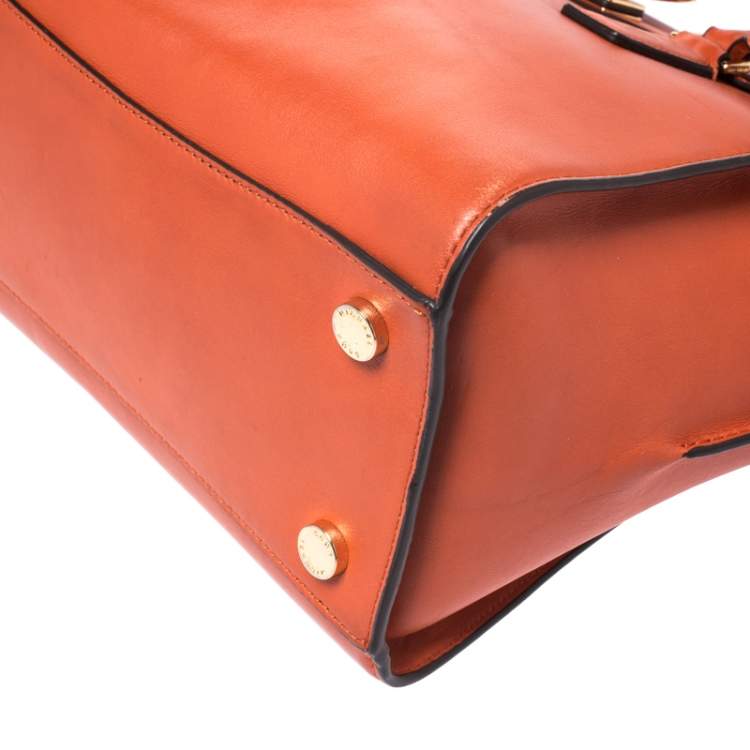Pre Owned MICHAEL Michael Kors Orange Leather Medium Hamilton Tote