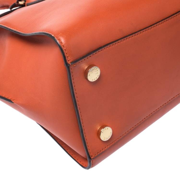 Pre Owned MICHAEL Michael Kors Orange Leather Medium Hamilton Tote