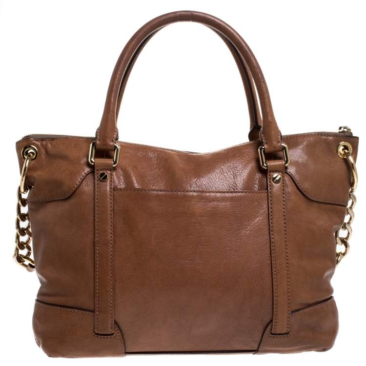 Pre Owned MICHAEL Michael Kors Brown Leather Double Buckle Tote