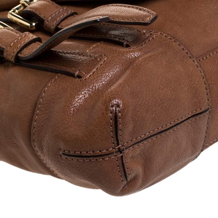 Pre Owned MICHAEL Michael Kors Brown Leather Double Buckle Tote