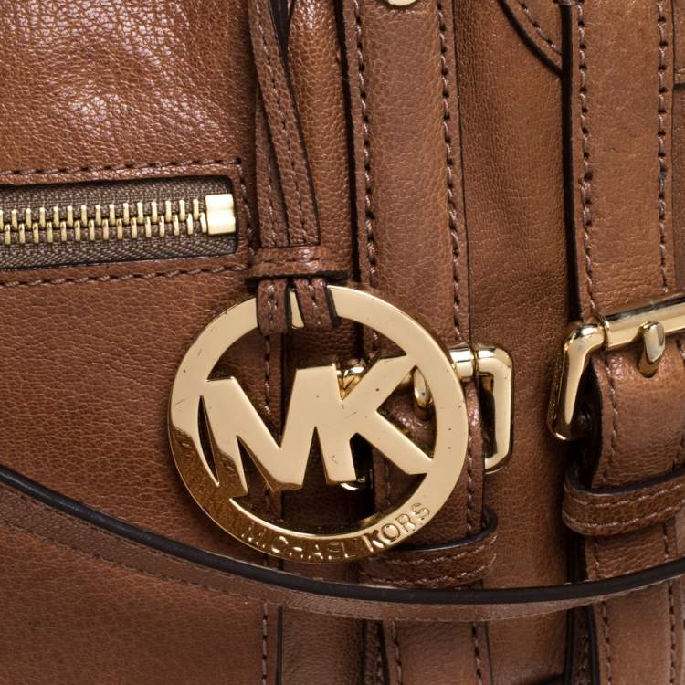 Pre Owned MICHAEL Michael Kors Brown Leather Double Buckle Tote