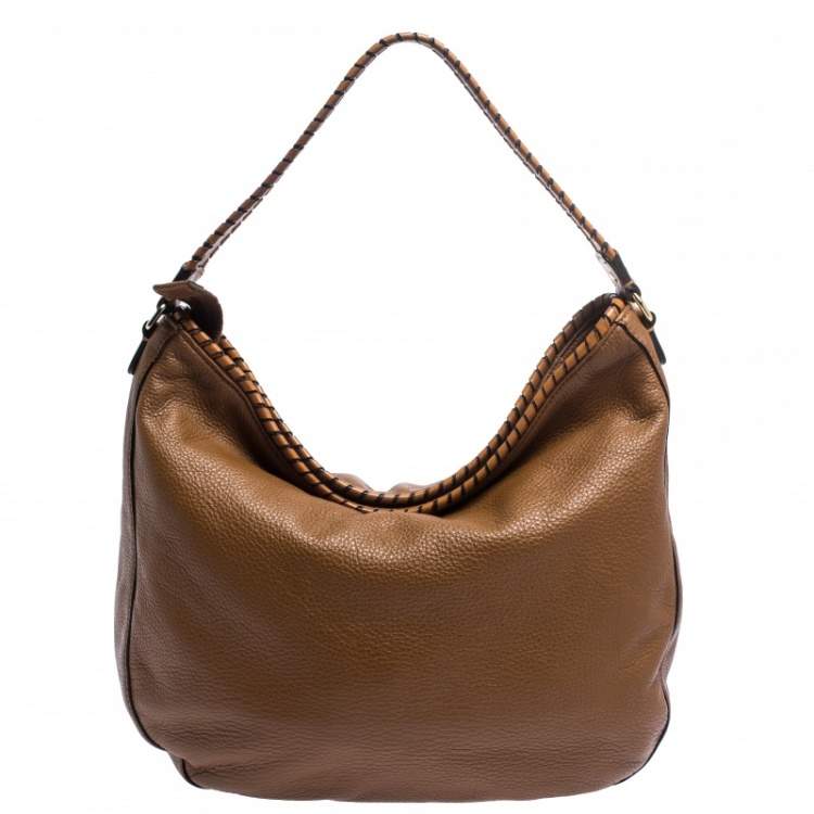 Pre Owned MICHAEL Michael Kors Brown Leather Whipstitch Hobo 