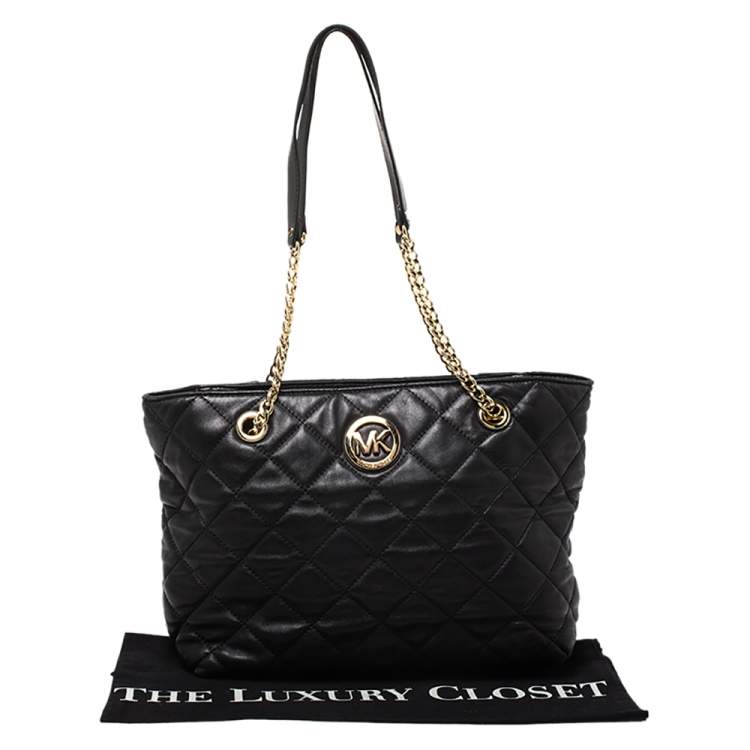 Pre Owned MICHAEL Michael Kors Black Leather Susannah Tote