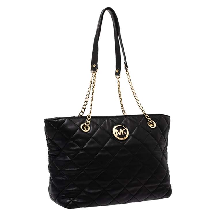 Pre Owned MICHAEL Michael Kors Black Leather Susannah Tote