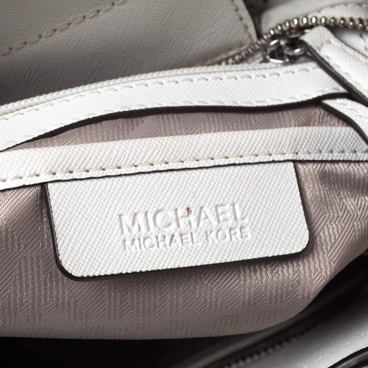 Pre Owned MICHAEL Michael Kors White Leather Medium Bridgette Tote
