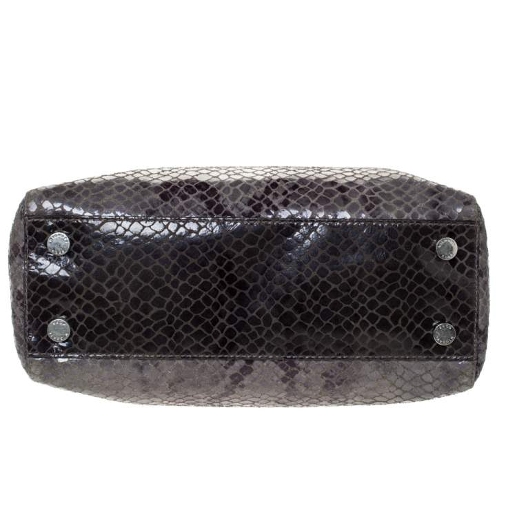 Pre Owned MICHAEL Michael Kors Grey Python Embossed Leather Satchel