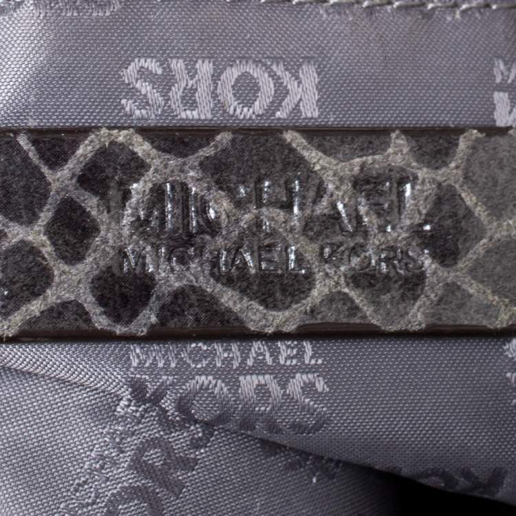 Pre Owned MICHAEL Michael Kors Grey Python Embossed Leather Satchel